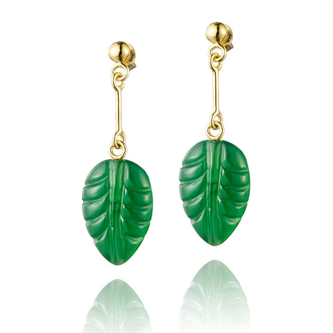 Azita Green Leaf Drop Stud Earrings