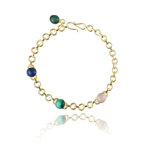Azita Cabochon Gemstones Chain Bracelet