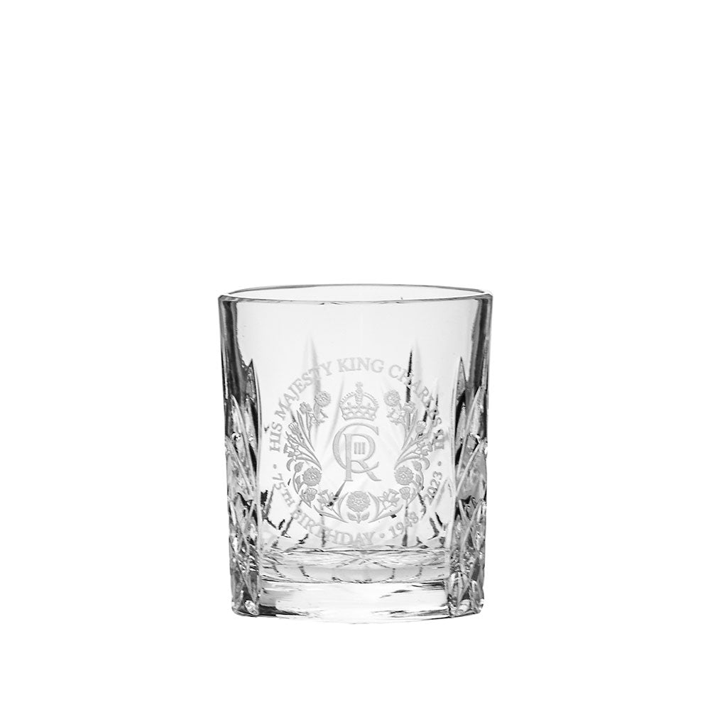 His Majesty The King Charles III 75th Birthday Engraved Tot Glass (Gift Boxed)