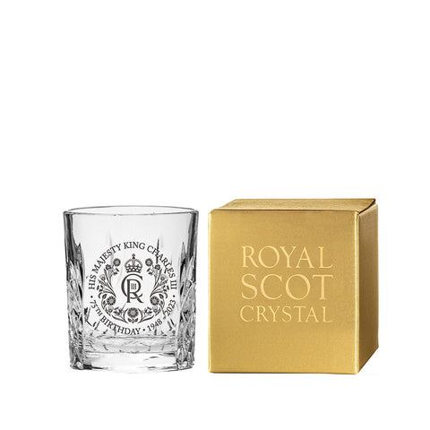 His Majesty The King Charles III 75th Birthday Engraved Tot Glass (Gift Boxed)