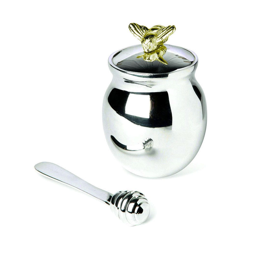 Bee Silver Plated Honey Pot and Spreader