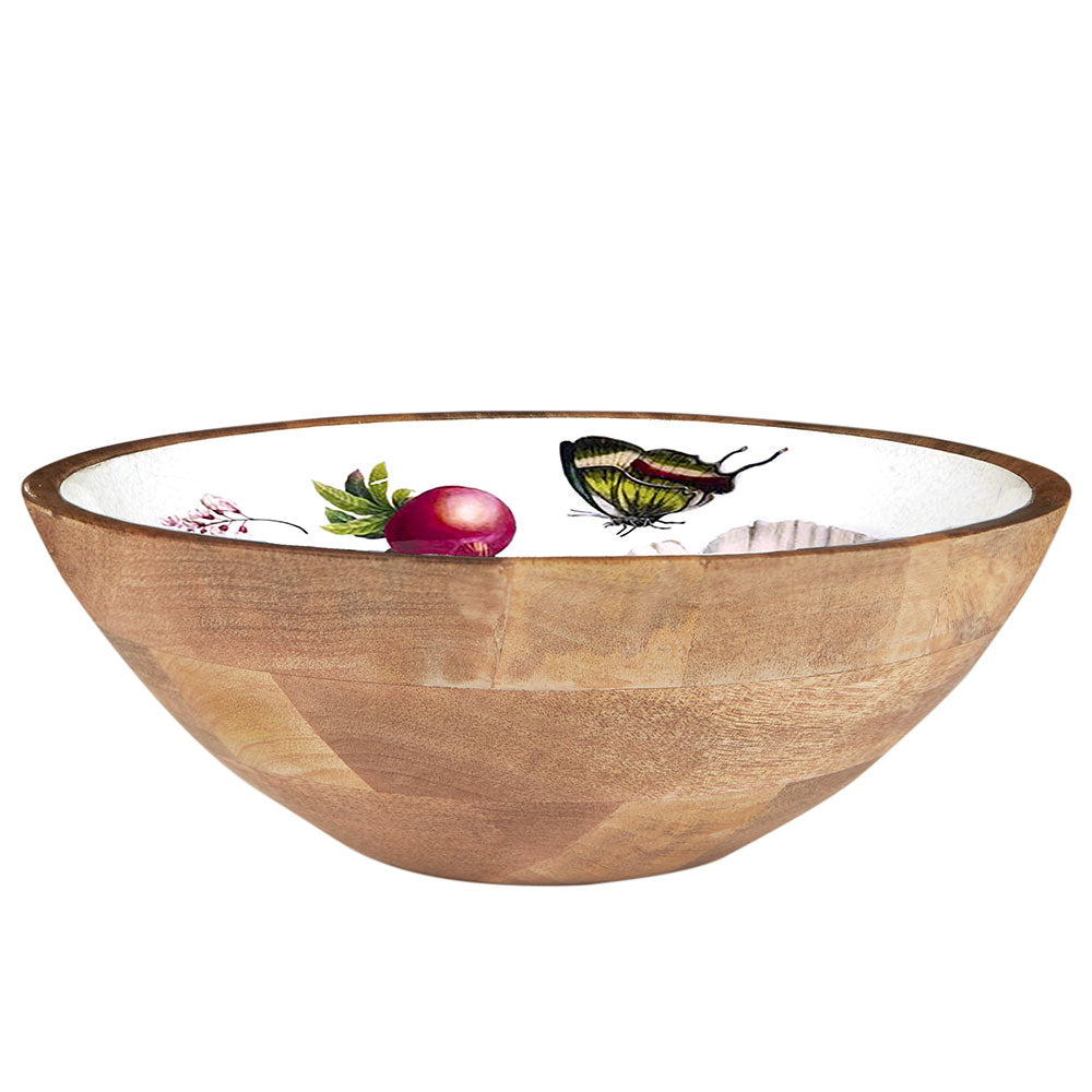 Country Garden Wooden Salad Bowl