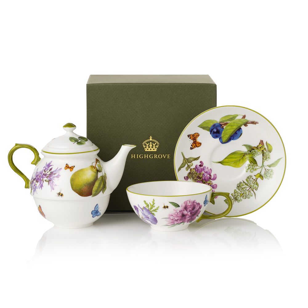 Highgrove Gardens Fine Bone China Tea for One Set with Gift Box
