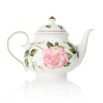 Teapot with The King's Rose floral design on a white background