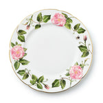 Decorative plate with The King's Rose floral design on a white background