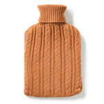 Cable Knit Cashmere Hot Water Bottle Toffee Orange