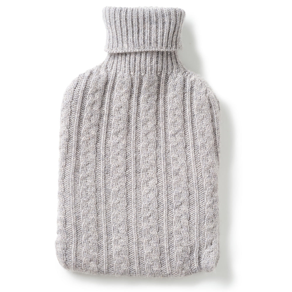 Cable Knit Cashmere Hot Water Bottle Cygnet Grey