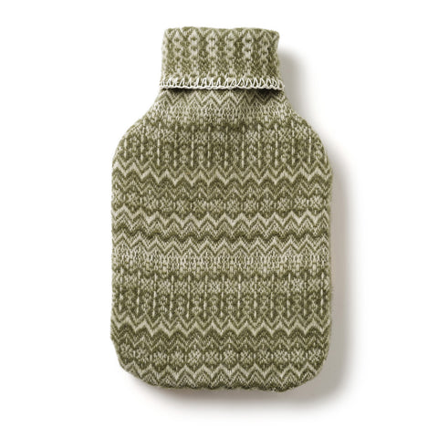 Pure New Wool Hot Water Bottle - Fair Isle Sage