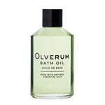 Olverum bath oil bottle on a white background