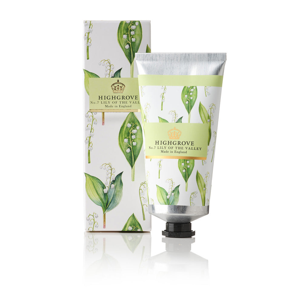 A fresh, uplifting Lily of the Valley Hand Cream from Highgrove. Moisturising 75ml cream with shea butter, made in England. A thoughtful gift for spring.