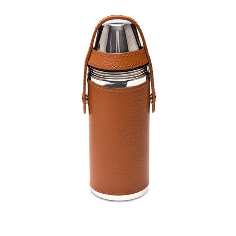 Tan Flask with Four Cups