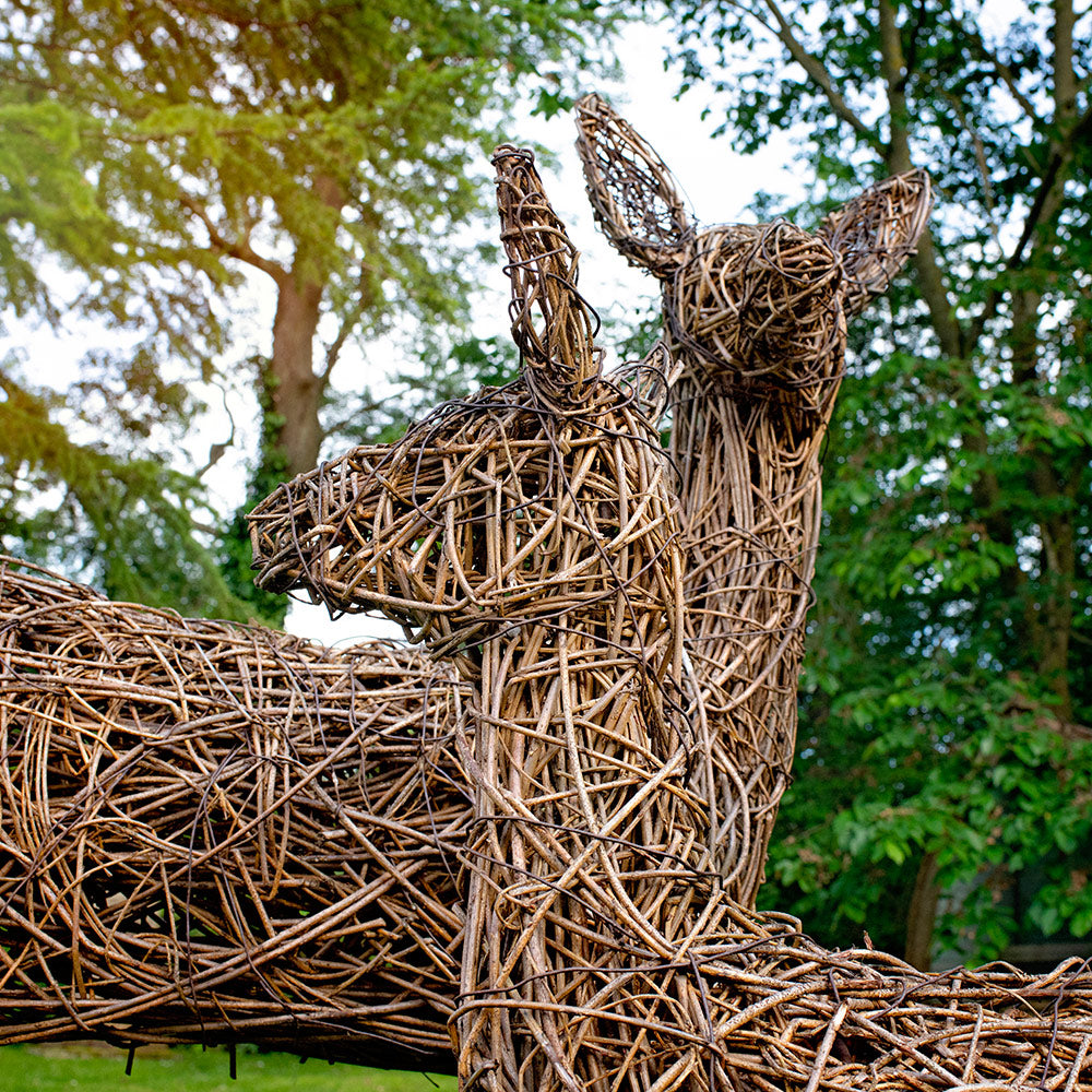 Roe Doe Deer and Fawn Deer Willow Sculpture
