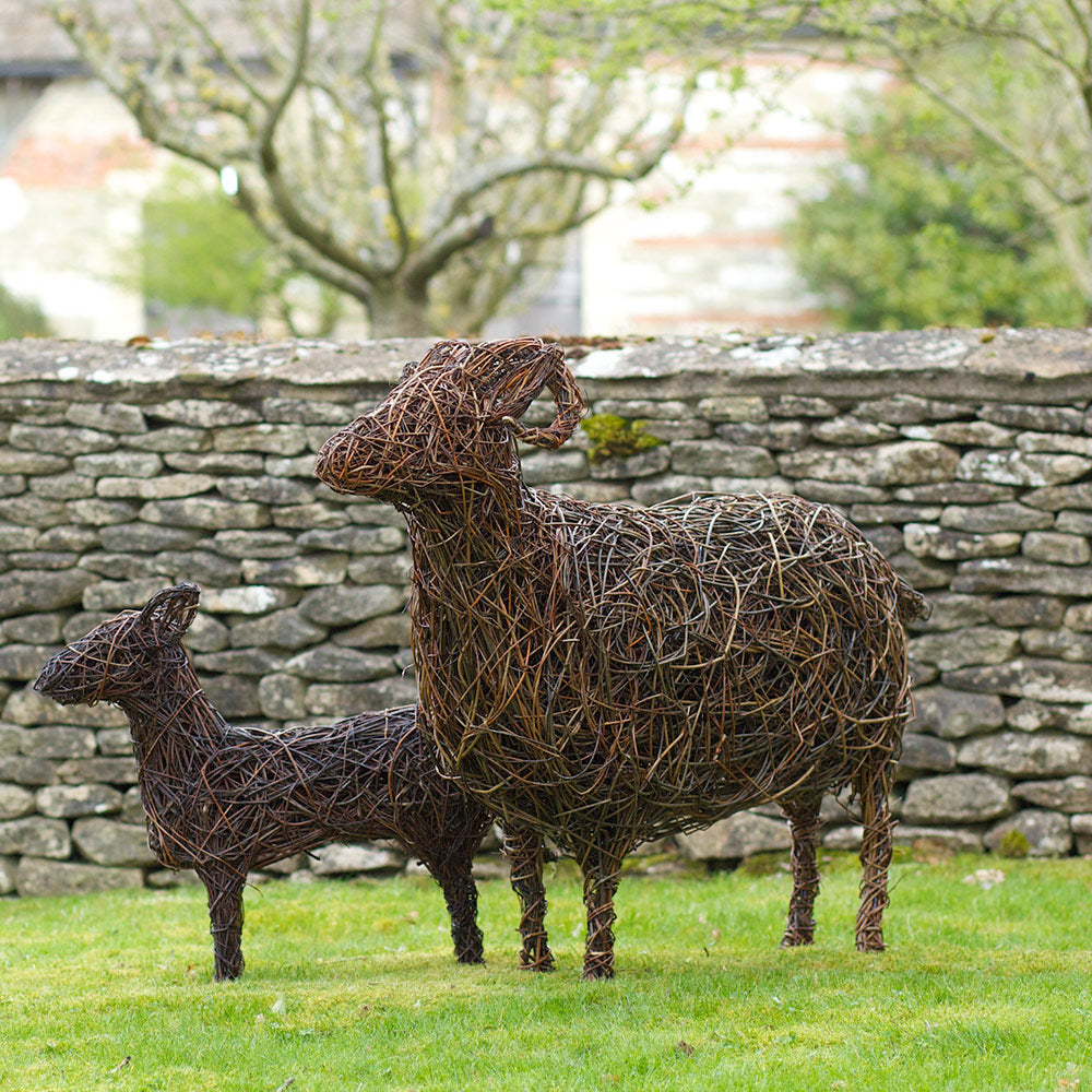 Swaledale Ewe and Lamb Sheep Willow Sculptures