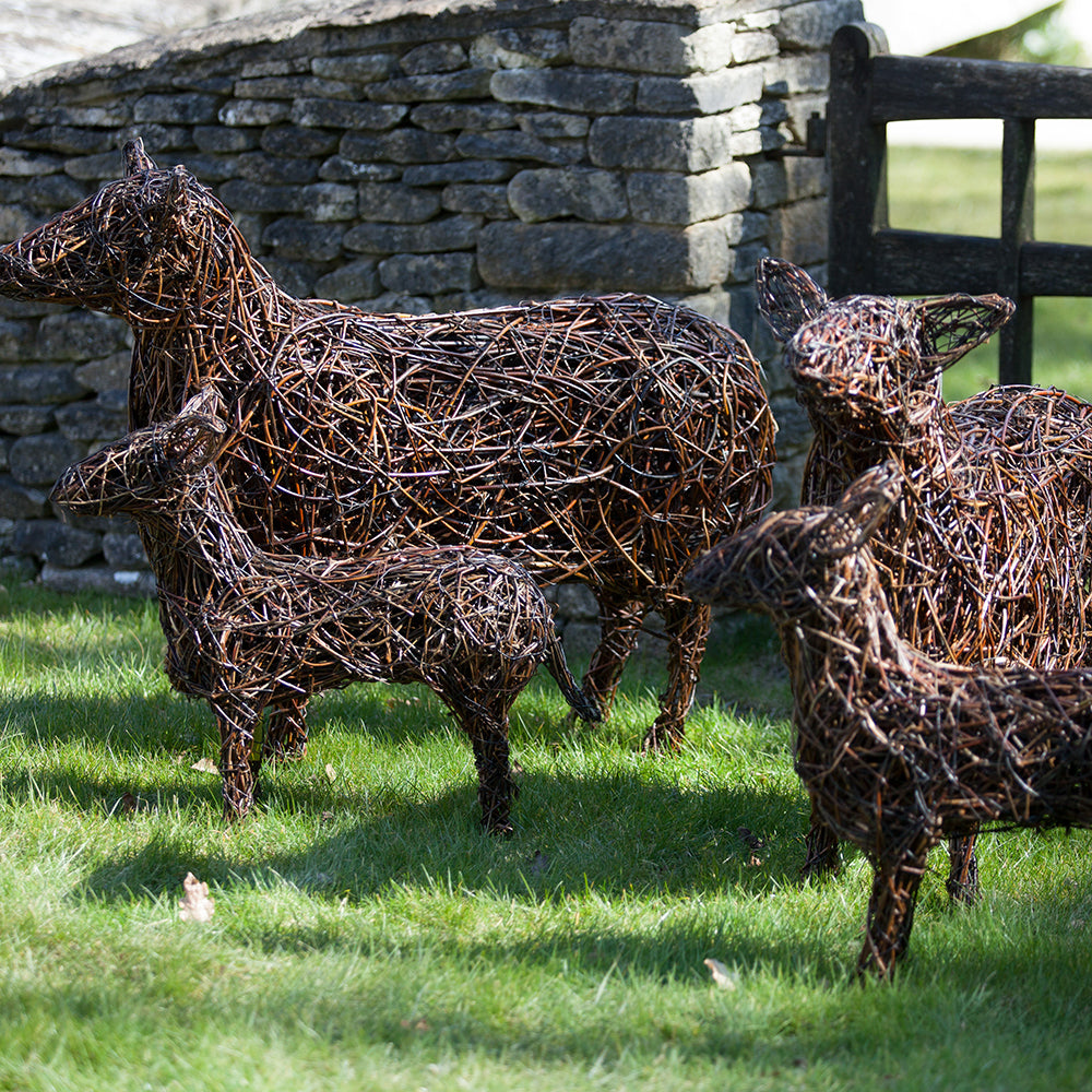 “Come-bye” Cotswold Sheep Willow Sculpture Scene