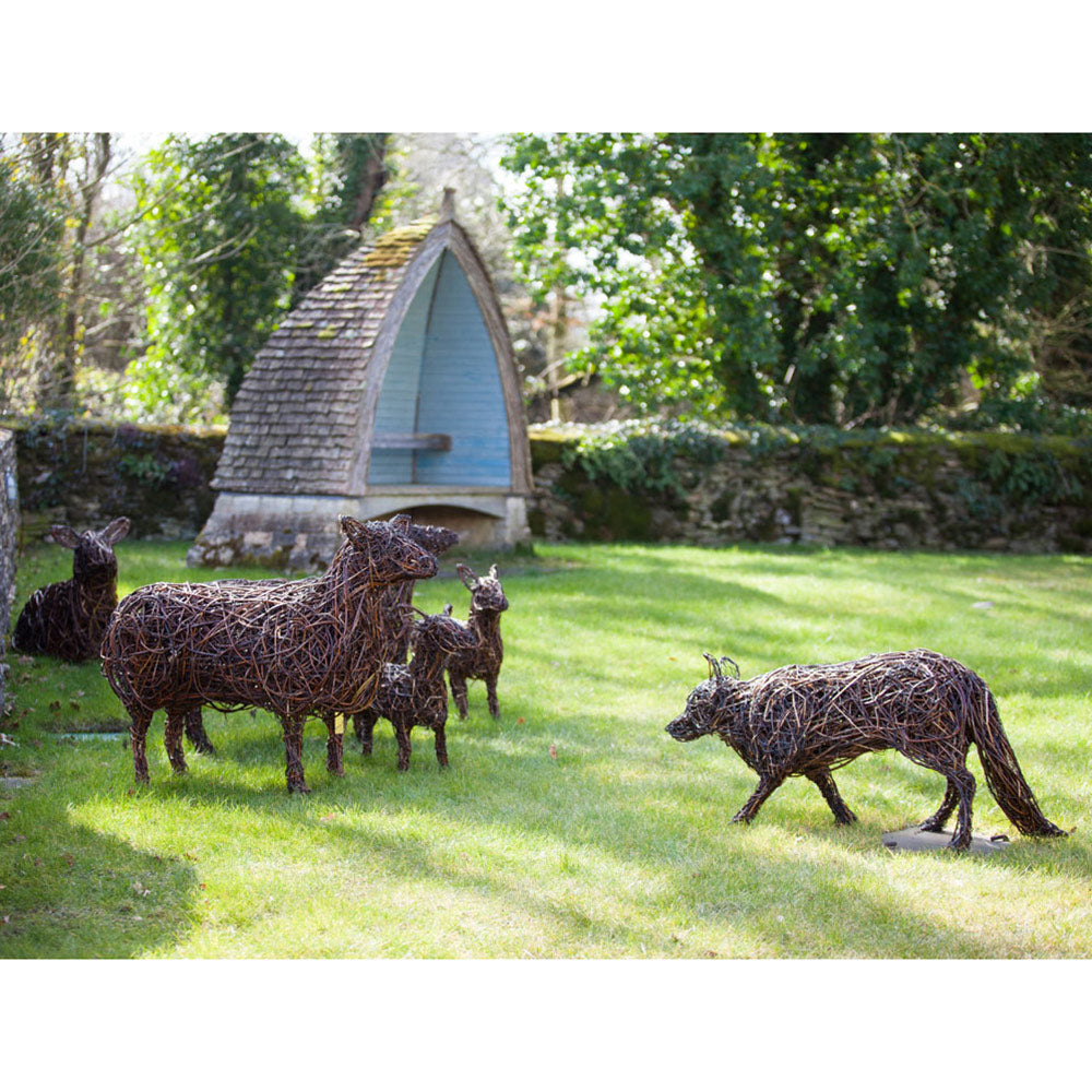 "Come-bye" Cotswold Sheep Willow Sculpture Scene