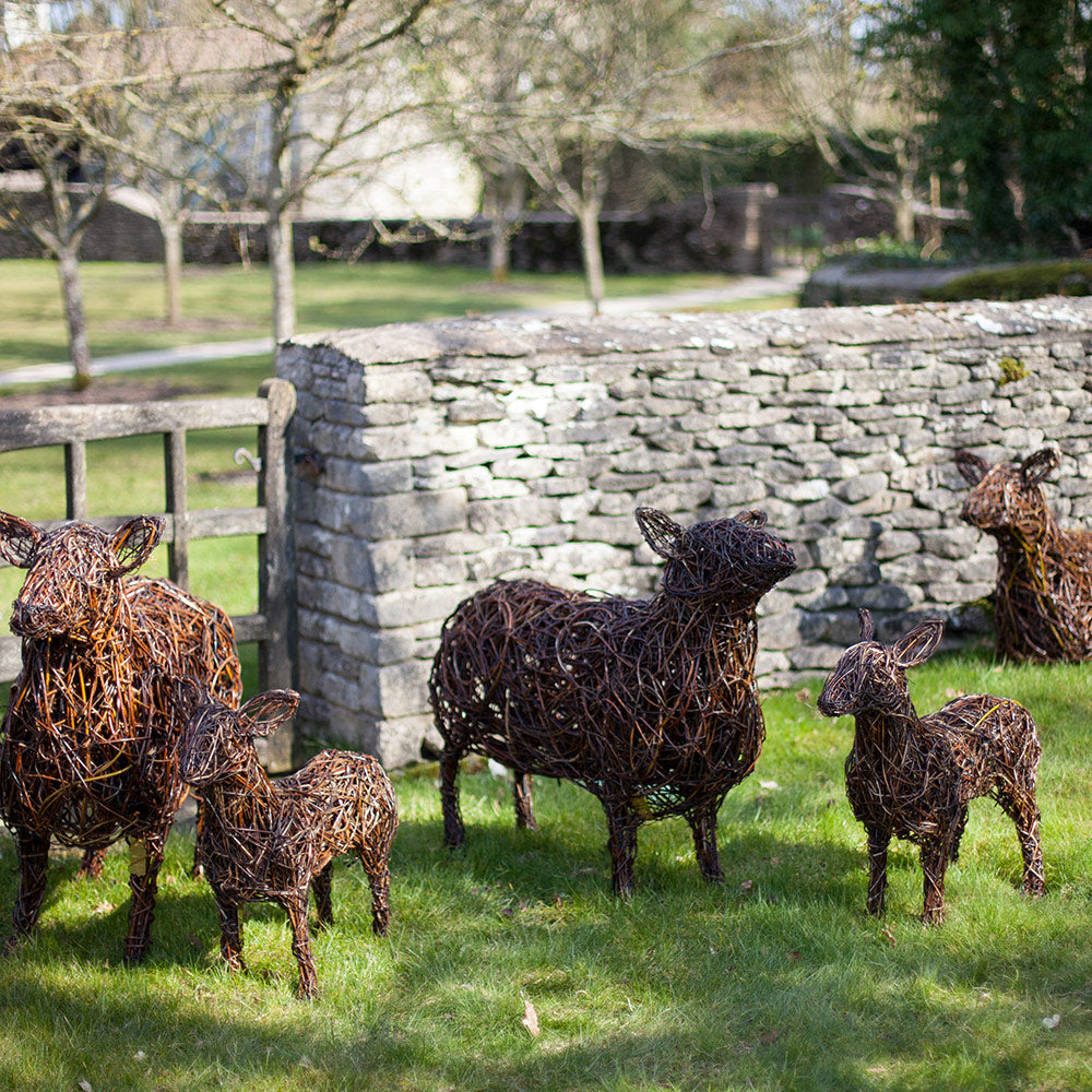 "Come-bye" Cotswold Sheep Willow Sculpture Scene