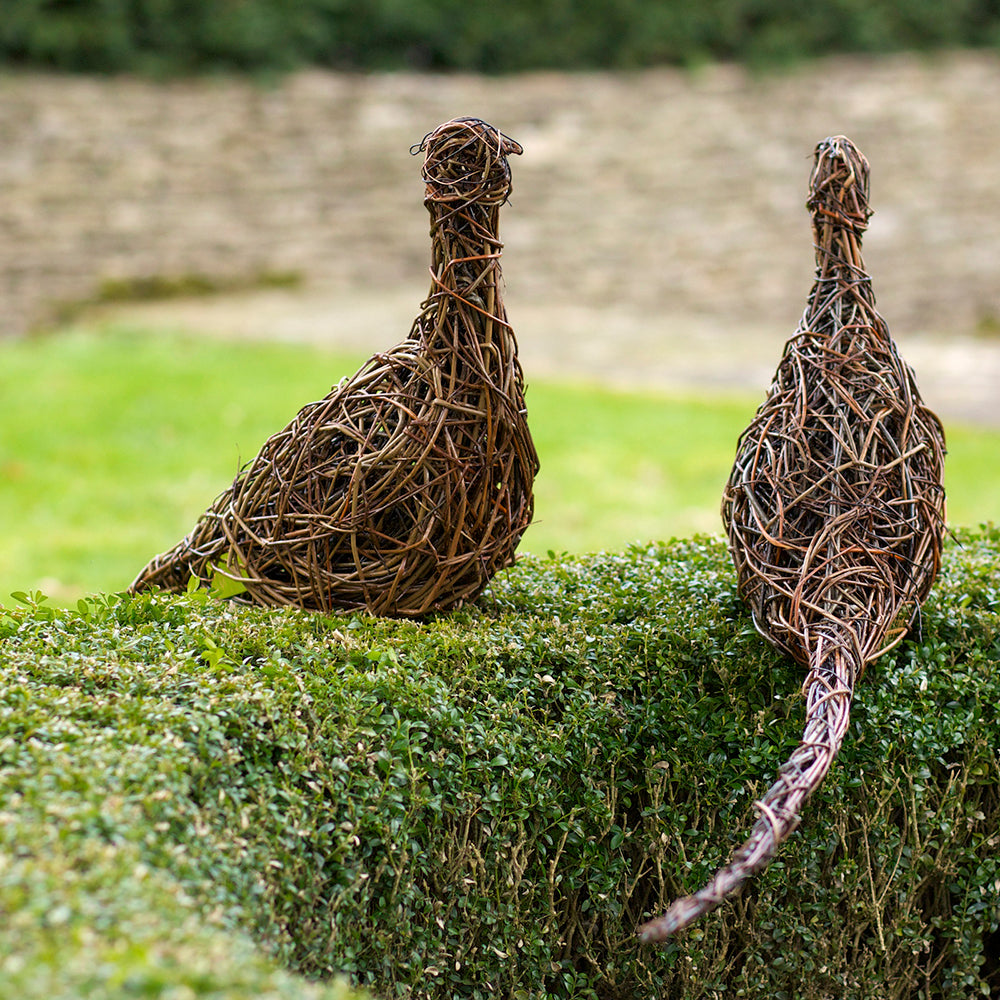 Bouquet of Two Pheasants Willow Sculptures