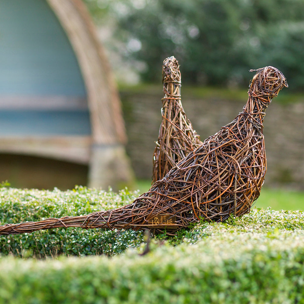 Bouquet of Two Pheasants Willow Sculptures
