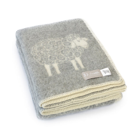 Grey Sheep Wool and Cotton Throw