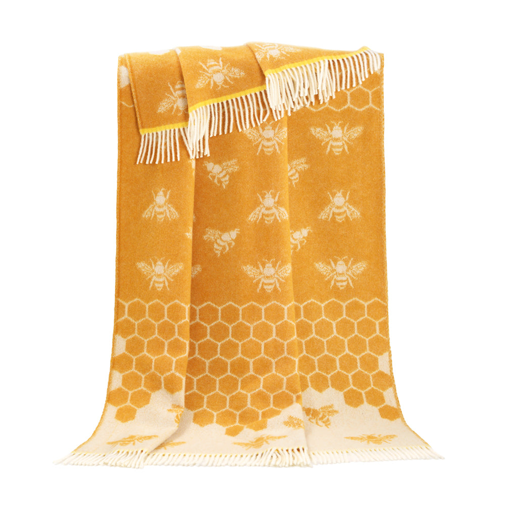 Yellow Bee Wool Throw