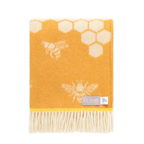 Yellow Bee Wool Throw