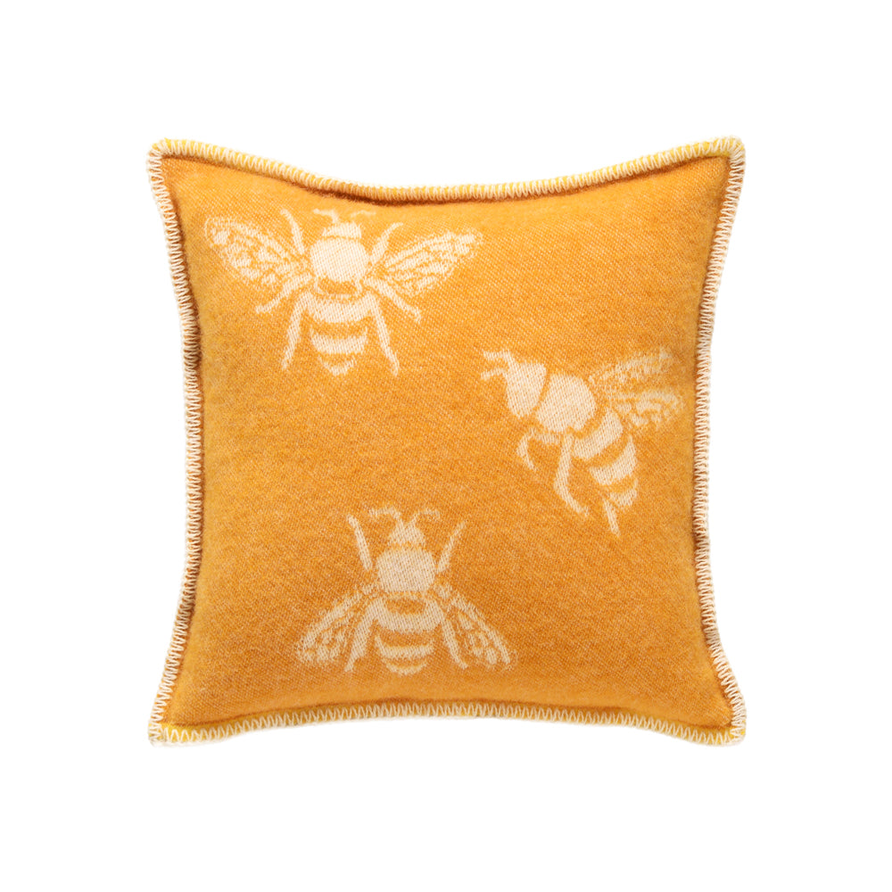 Yellow Bee Wool Cushion