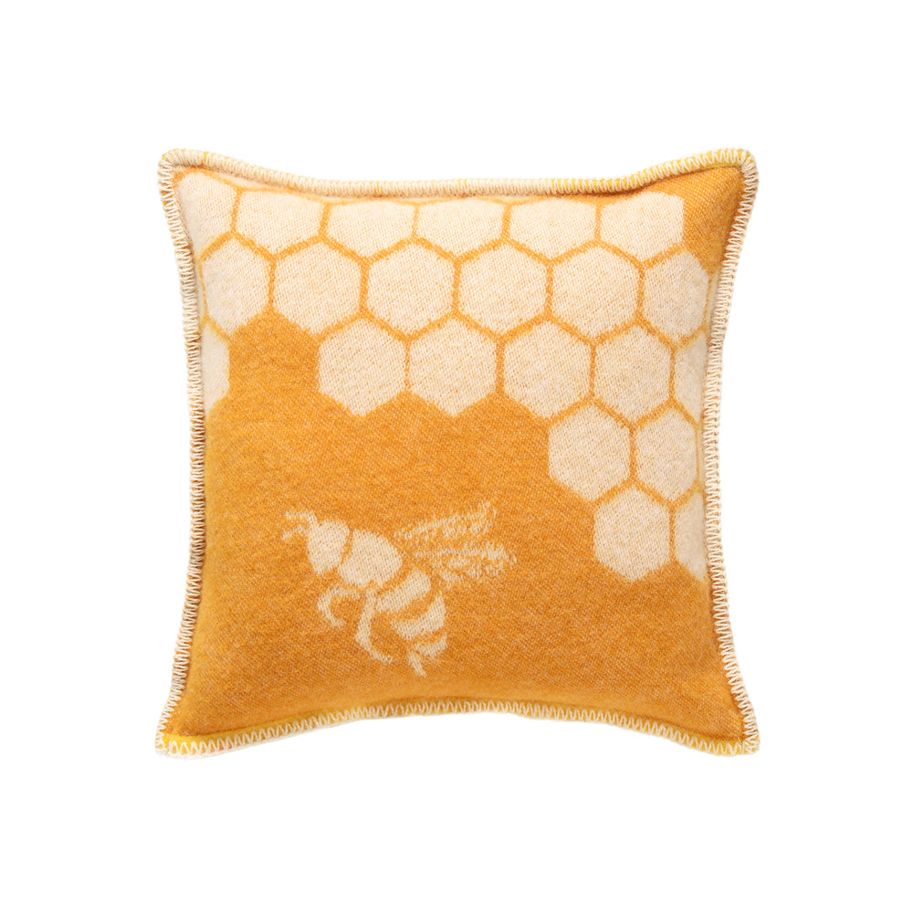 Yellow Bee Wool Cushion