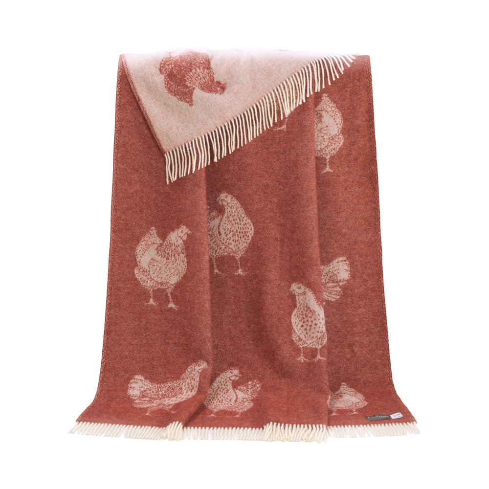 Terracotta Hen Wool Throw