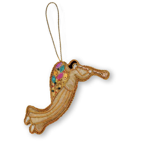 Christmas Tree Decoration – Gold Angel with Trumpet