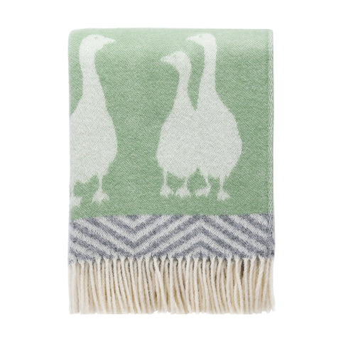 Green and Grey Geese Wool Throw