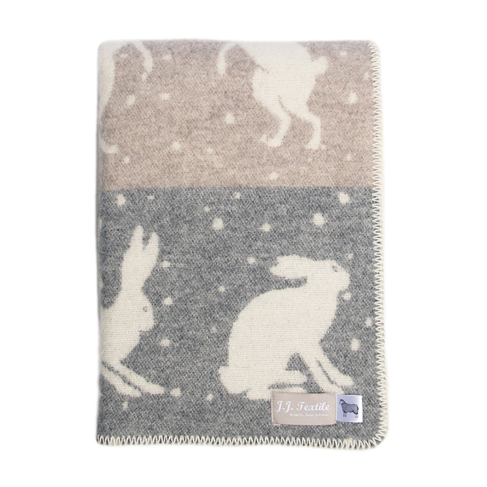 Hares in the Snow Wool and Cotton Throw