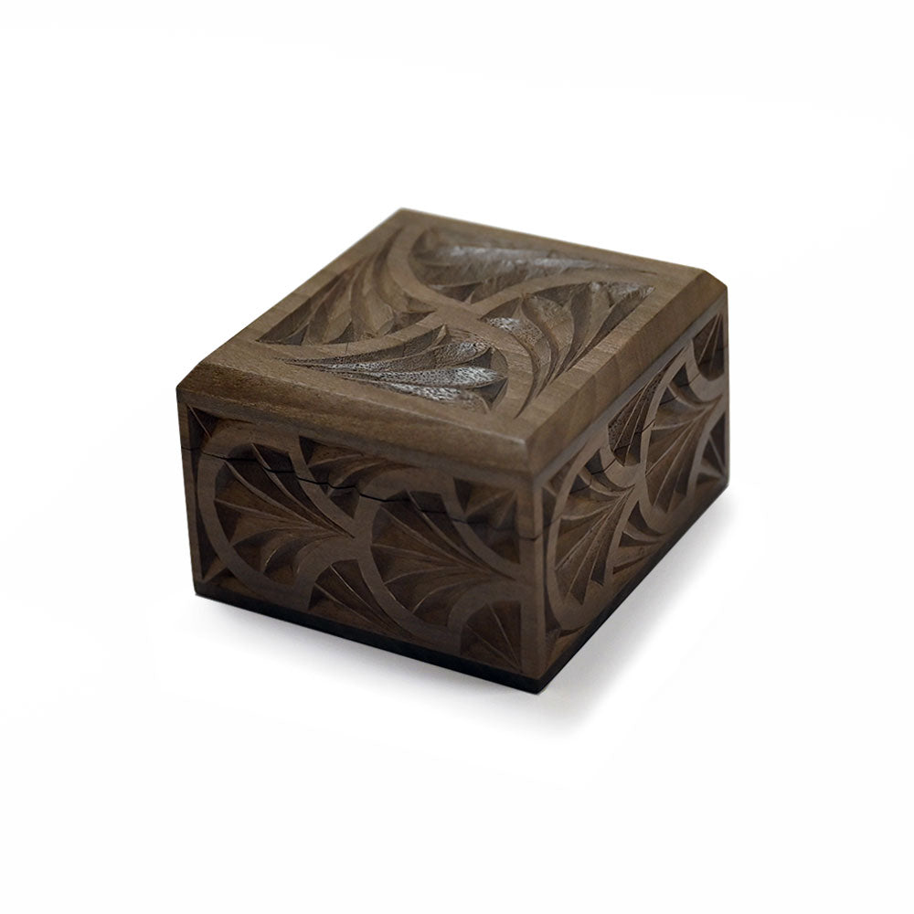 Red Painted Hand-Carved Wooden Square Gift Box