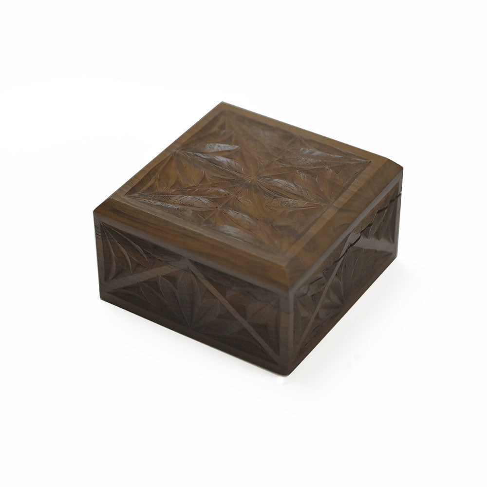 Hand-Carved Wooden Square Gift Box