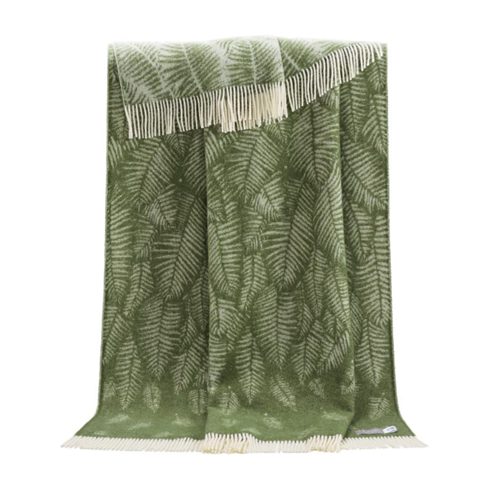 Green Fern Wool Throw