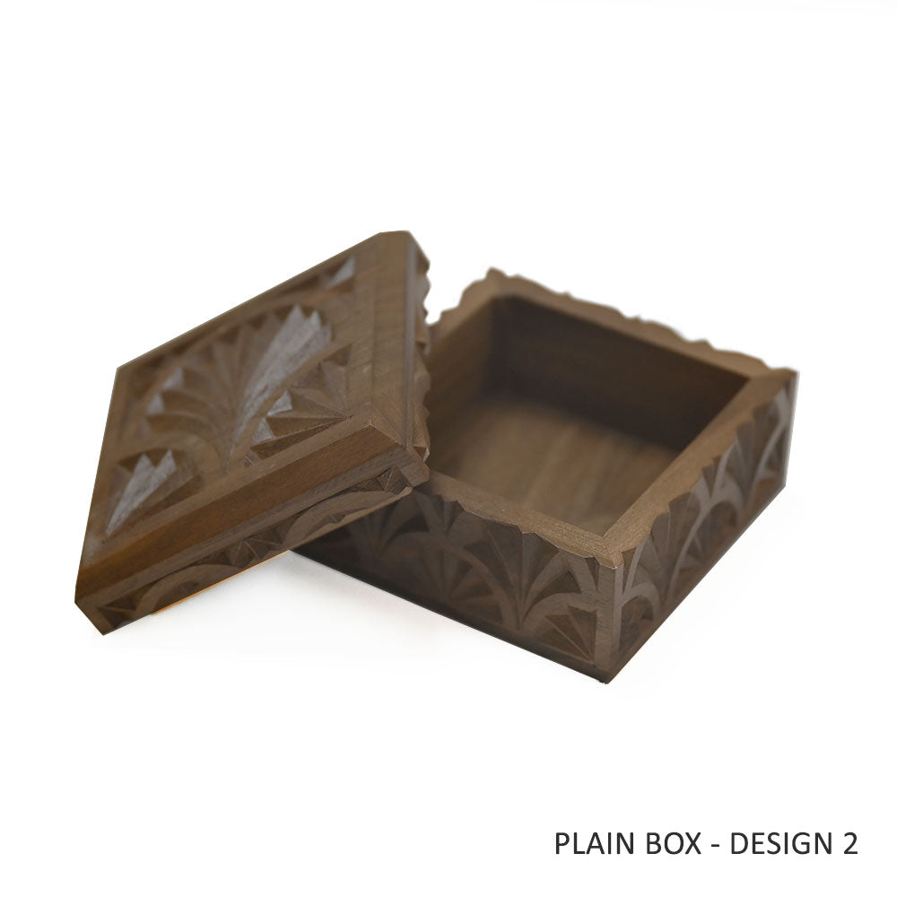 Hand-Carved Wooden Square Gift Box