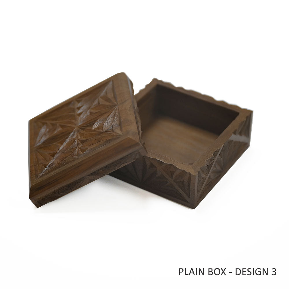 Hand-Carved Wooden Square Gift Box