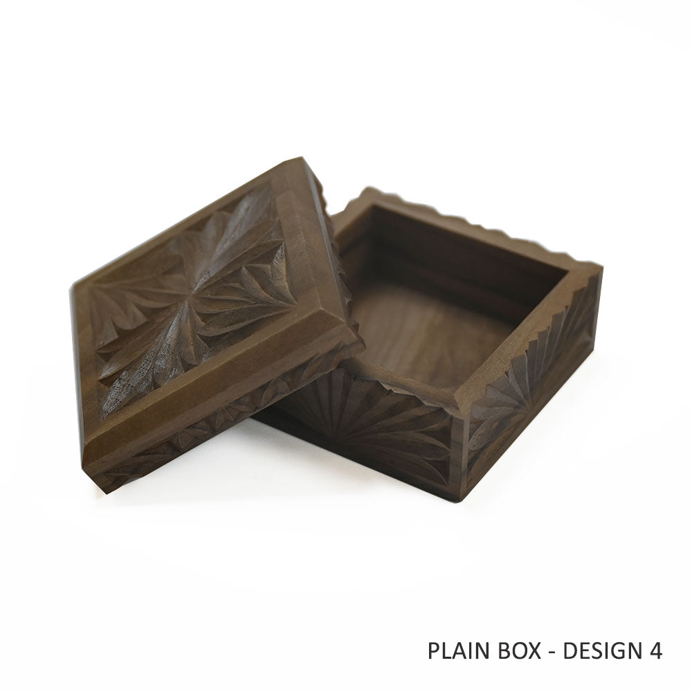 Hand-Carved Wooden Square Gift Box