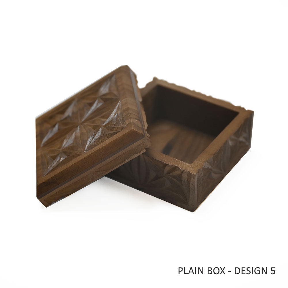 Hand-Carved Wooden Square Gift Box