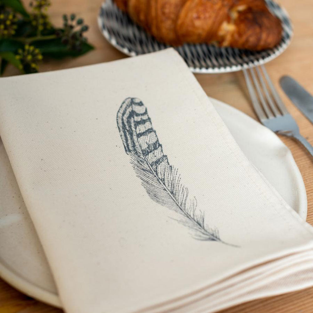 Cotton Napkins – Grey Feathers (Set of 6)
