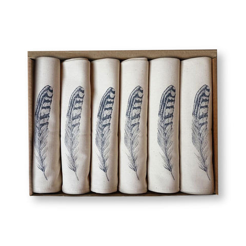 Cotton Napkins – Grey Feathers (Set of 6)