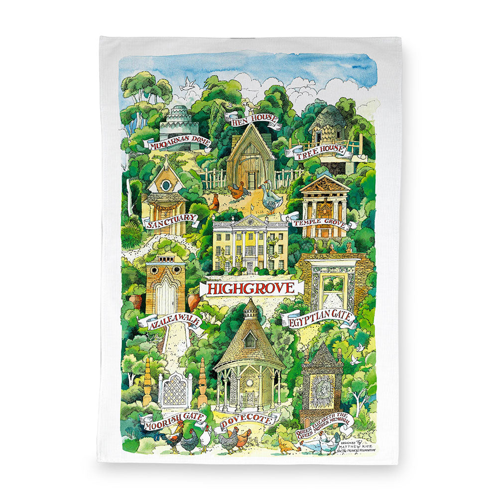 Highgrove ‘Garden Monuments’ Illustrated Tea Towel and Mug Gift Set