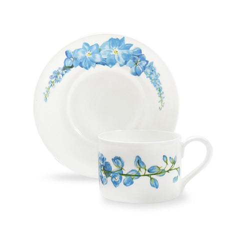 Highgrove Delphiniums Fine Bone China Teacup & Saucer