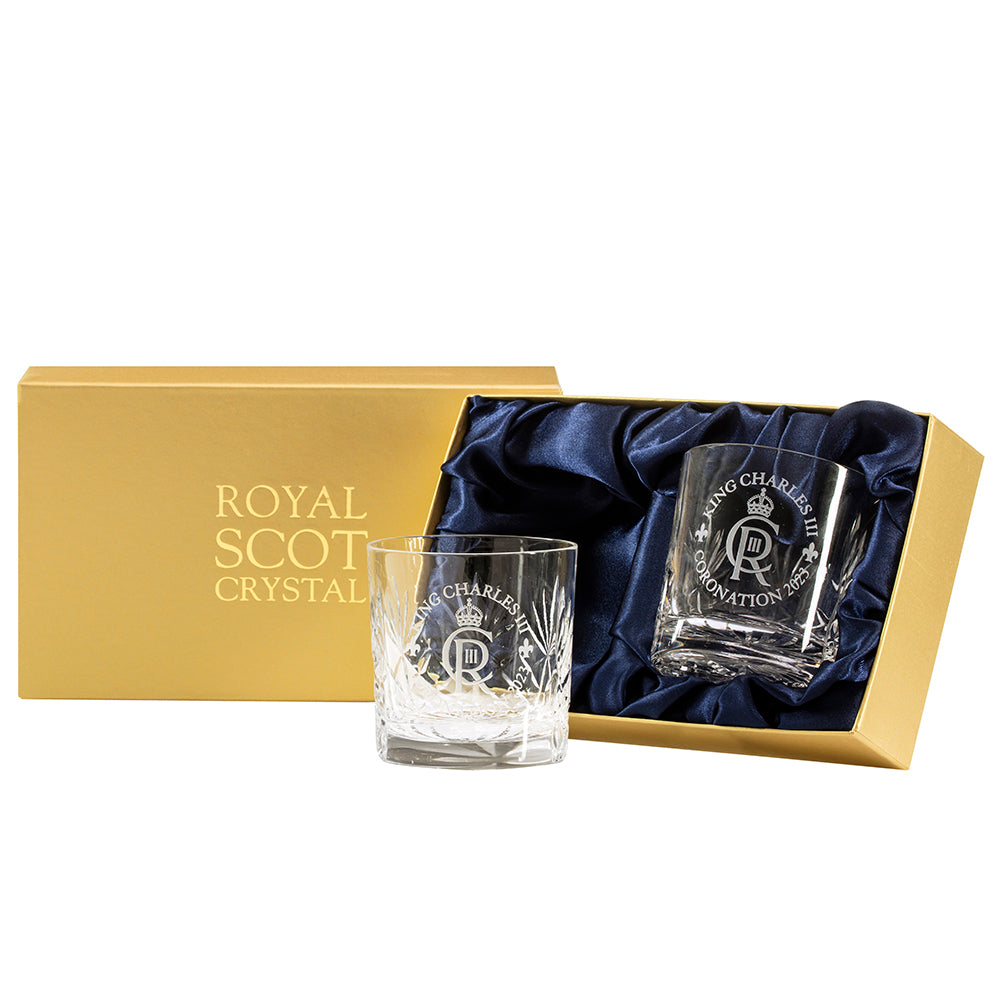 Coronation Engraved Whisky Tumblers (Gift Box of Two)
