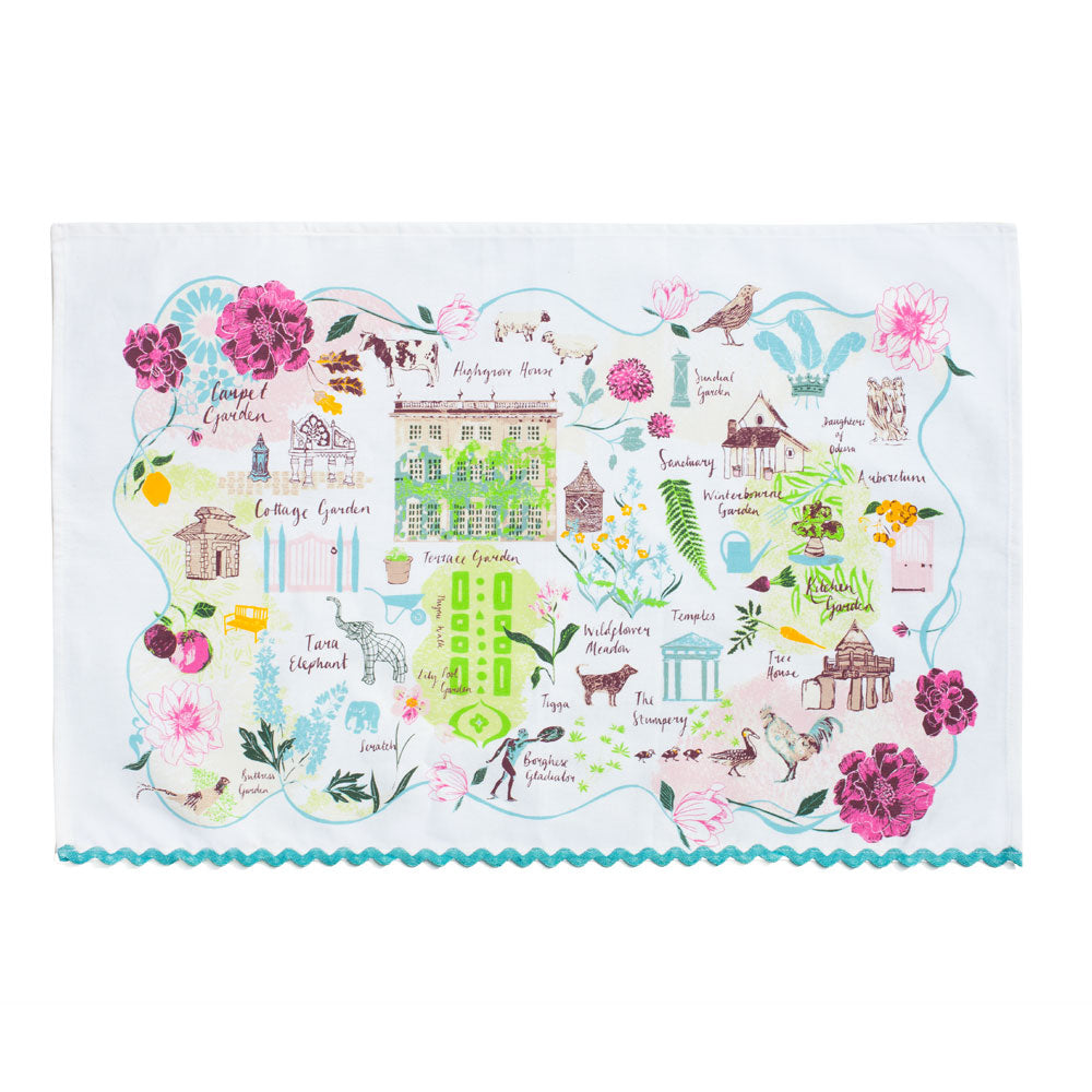 Highgrove Garden Plan Tea Towel